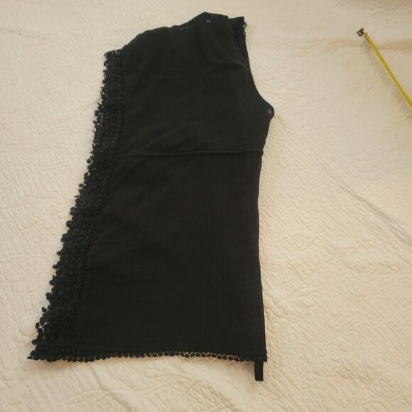 Topshop Kimono Black Lace Trim Tie Waist‎ Double V Beach Cover Small - Picture 14 of 16